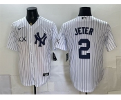 Men's New York Yankees x KAWS #2 Derek Jeter White Stadium Stitched Baseball Jersey