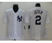 New York Yankees #2 Derek Jeter Nike Home Cooperstown Collection Player MLB Jersey White