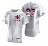 New York Yankees #27 Giancarlo Stanton Men's Nike White Fluttering USA Flag Limited Edition Authentic MLB Jersey
