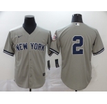 Nike Men's New York Yankees #2 Derek Jeter Authentic Grey Cool Base Baseball Jersey
