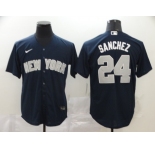 Nike Men's New York Yankees #24 Gary Sanchez Authentic Navy Blue Cool Base Baseball Jersey