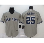 Nike Men's New York Yankees  #25 Gleyber Torre Authentic Grey Cool Base Baseball Jersey