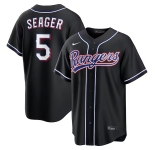 Men Texas Rangers #5 Corey Seager Fashion Replica Black Out Jersey