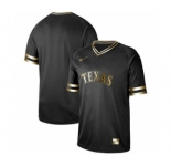 Men's Nike Rangers Blank Black Gold Stitched Baseball Jersey