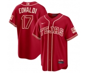 Men's Texas Rangers #17 Nathan Eovaldi Red 2026 City Connect Stadium Stitched Baseball Jersey