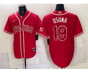 Men's Texas Rangers #19 Alejandro Osuna Red 2026 City Connect Stadium Stitched Baseball Jersey