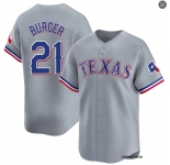 Mens Texas Rangers #21 Jake Burger Nike Gray Road Limited Jersey