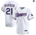 Mens Texas Rangers #21 Jake Burger Nike White Home Limited Jersey