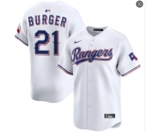Mens Texas Rangers #21 Jake Burger Nike White Home Limited Jersey