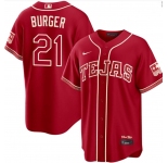 Men's Texas Rangers #21 Jake Burger Red 2026 City Connect Stadium Stitched Baseball Jersey