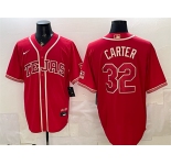 Men's Texas Rangers #32 Evan Carter Red 2026 City Connect Stadium Stitched Baseball Jersey