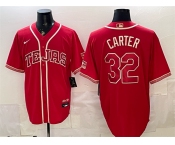 Men's Texas Rangers #32 Evan Carter Red 2026 City Connect Stadium Stitched Baseball Jersey