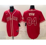 Men's Texas Rangers #34 Nolan Ryan Red 2026 City Connect Stadium Stitched Baseball Jersey