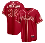 Men's Texas Rangers #36 Wyatt Langford Red 2026 City Connect Stadium Stitched Baseball Jersey