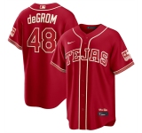 Men's Texas Rangers #48 Jacob deGrom Red 2026 City Connect Stadium Stitched Baseball Jersey