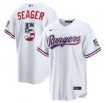 Men's Texas Rangers #5 Corey Seager White 2026 USA 250 Fourth of July Home Stitched Baseball Jersey