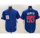 Men's Texas Rangers #53 Adolis GarcÃa Royal City Connect Stitched Baseball Jersey