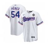 Men's Texas Rangers #54 Martín Pérez White 2023 World Series Stitched Baseball Jersey