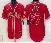 Men's Texas Rangers #67 Jacob Latz Red 2026 City Connect Stadium Stitched Jersey