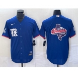 Men's Texas Rangers Royal 2023 World Series Champions Big Logo Cool Base Stitched Baseball Jersey