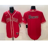 Men's Texas Rangers Team Big Logo Red 2026 City Connect Stadium Stitched Baseball Jersey