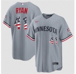 Men's Minnesota Twins #41 Joe Ryan Gray 2026 USA 250 Fourth of July Stitched Baseball Jersey