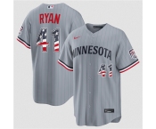 Men's Minnesota Twins #41 Joe Ryan Gray 2026 USA 250 Fourth of July Stitched Baseball Jersey