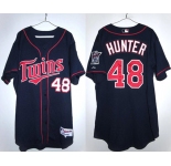 Men's Minnesota Twins #48 Torii Hunter Navy Double Knit Stitched Baseball Jersey
