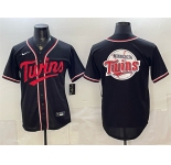 Men's Minnesota Twins Team Big Logo 2026 Fashion Replica Black Out Stitched Baseball Jersey