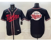 Men's Minnesota Twins Team Big Logo 2026 Fashion Replica Black Out Stitched Baseball Jersey