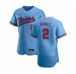 Men's Nike Minnesota Twins #2 Luis Arraez Light Blue Alternate 2020 Authentic Team Baseball Jersey