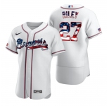Atlanta Braves #27 Austin Riley Men's Nike White Fluttering USA Flag Limited Edition Authentic MLB Jersey