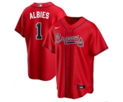 Men's Atlanta Braves #1 Ozzie Albies Red Cool Base Stitched Jersey