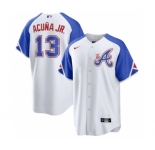 Men's Atlanta Braves #13 Ronald Acu単a Jr. White 2023 City Connect Cool Base Stitched Baseball Jersey