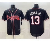 Men's Atlanta Braves #13 Ronald Acuna Jr. 2026 Fashion Black Out Stitched Baseball Jersey