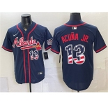 Men's Atlanta Braves #13 Ronald Acuna Jr. Navy USA 250 Fourth of July Home Stadium Stitched Baseball Jersey