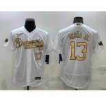 Men's Atlanta Braves #13 Ronald Acuna Jr White Number 2022 All Star Stitched Flex Base Nike Jersey