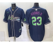 Men's Atlanta Braves #23 Michael Harris II Navy Galaxy With Outkast Patch Vapor Limited Stitched Baseball Jersey