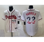 Men's Atlanta Braves #23 Michael Harris II White USA 250 Fourth of July Home Stadium Stitched Baseball Jersey
