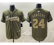 Men's Atlanta Braves #24 Deion Sanders Olive 2026 Armed Forces Day Stitched Baseball Jersey