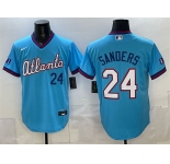 Men's Atlanta Braves #24 Deion Sanders Powder Blue 2026 City Connect Stadium Stitched Baseball Jersey