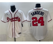 Men's Atlanta Braves #24 Deion Sanders White Cool Base Stitched Baseball Jersey