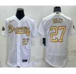 Men's Atlanta Braves #27 Austin Riley Number White 2022 All Star Stitched Flex Base Nike Jersey