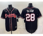 Men's Atlanta Braves #28 Matt Olson 2026 Fashion Replica Black Out Stitched Baseball Jersey