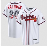 Men's Atlanta Braves #30 Drake Baldwin White USA 250 Fourth of July Home Stadium Stitched Baseball Jersey