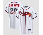 Men's Atlanta Braves #30 Drake Baldwin White USA 250 Fourth of July Home Stadium Stitched Baseball Jersey