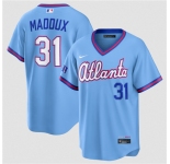 Men's Atlanta Braves #31 Greg Maddux Powder Blue 2026 City Connect Stadium Stitched Baseball Jersey