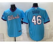 Men's Atlanta Braves #46 Dylan Dodd Blue 2026 City Connect Stadium Stitched Baseball Jersey