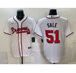 Men's Atlanta Braves #51 Chris Sale White Cool Base Stitched Baseball Jersey