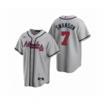 Men's Atlanta Braves #7 Dansby Swanson Nike Gray 2020 Replica Road Jersey